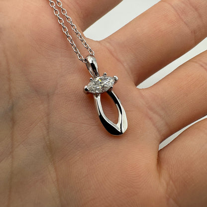 Marquise Pendant - Genuine 0.5 carat Moissanite