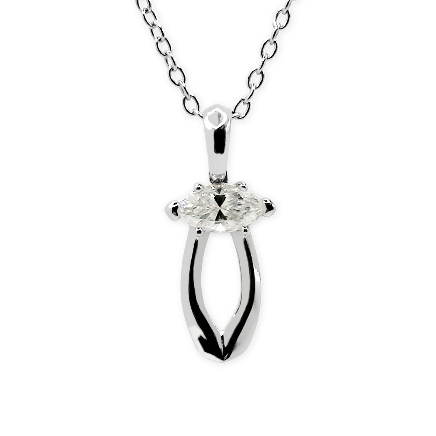 Marquise Pendant - Genuine 0.5 carat Moissanite